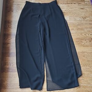 (12) Joseph Ribkoff Black Wide Leg Pants Flowy Palazzo Layered Sheer Fancy Night